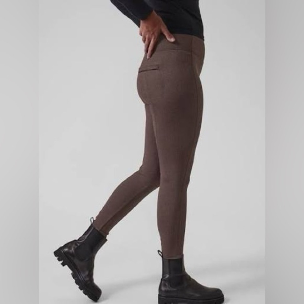 NWT Athleta Delancey Moto Herringbone Leggings Brown 1X